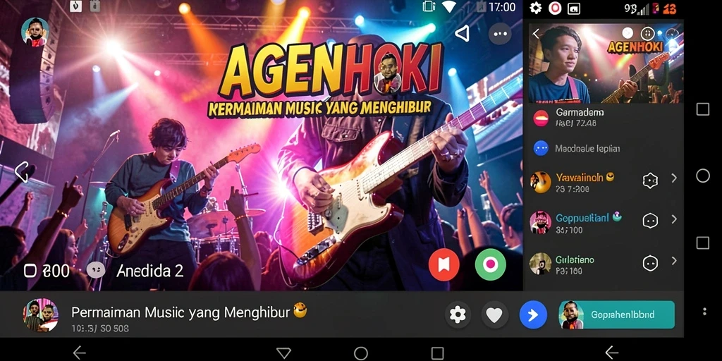 Tampilan gameplay menampilkan pemain mengikuti irama musik dengan antarmuka menarik.