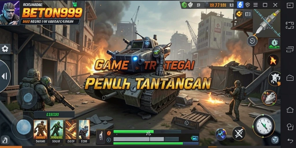 Tangkapan layar BETON999 menampilkan aksi intens di lapangan strategi.