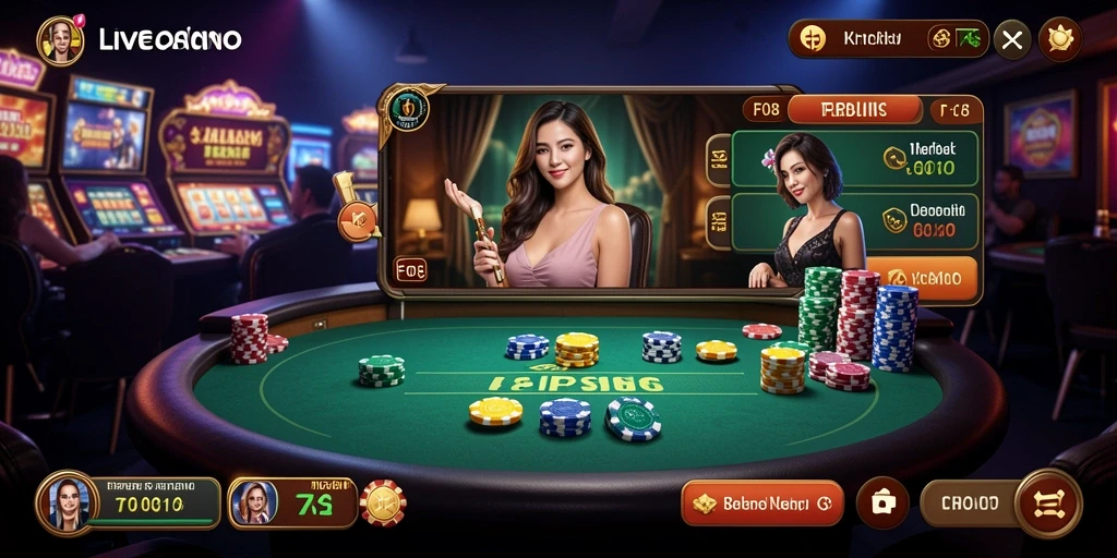 Tampilan gameplay Live Casino yang mengasyikkan dan interaktif di F08.