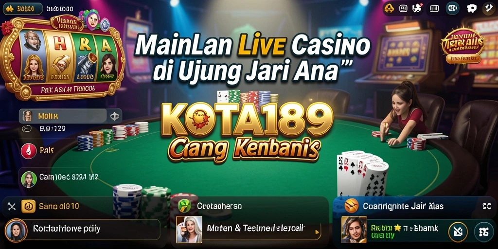 Screenshot gameplay KOTA189 menampilkan dealer cantik dan permainan yang menarik.