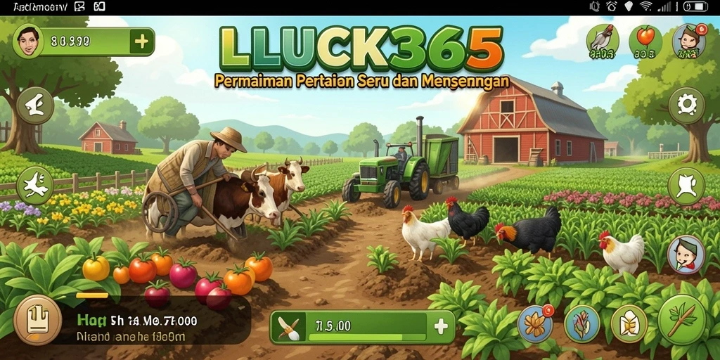 Screenshot utama LUCK365 menampilkan gameplay pertanian yang mengasyikkan.