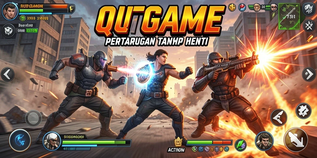 Tangkapan layar QTGAME menampilkan aksi seru dengan grafis menakjubkan.