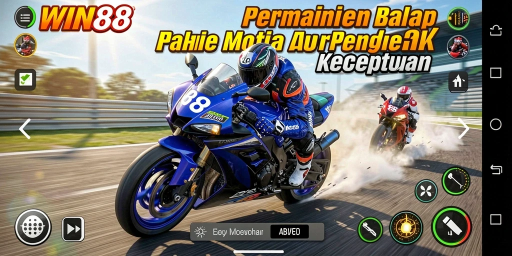 Screenshot gameplay WIN88 menunjukkan balapan motor yang seru dan mendebarkan.